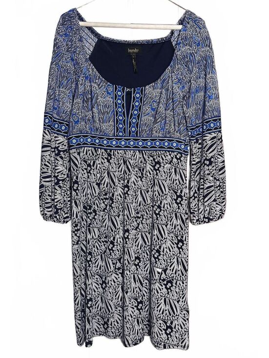 Laundry by Shelli Segal Dresses & Skirts - Laundry by Shelli Segal Long Sleeve Mixed Print Midi Dress Geometric Border, 4